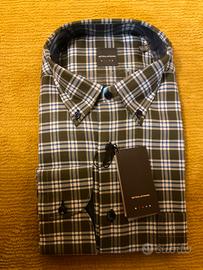 Camicia artigianale a quadri verde blu Regular Fit