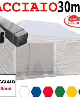 Gazebo pieghevole 6x3 bianco feste eventi giardino