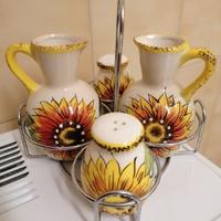 Set olio, aceto, sale e pepe girasoli