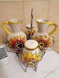 Set olio, aceto, sale e pepe girasoli