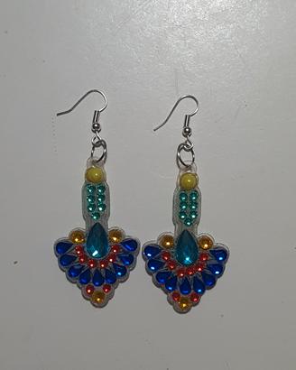 ORECCHINI GITANI CON STRASS E CABOCHON NATALE