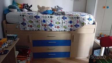 🛏️ Letto singolo con cassettiera e ampio contenit