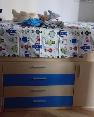 🛏️ Letto singolo con cassettiera e ampio contenit