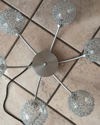 Plafoniera grigio satinato con 6 sfere 