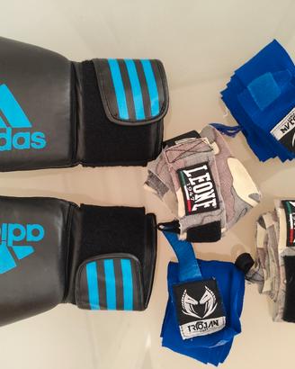 set box kick boxing : guanti Adidas + fasce 
