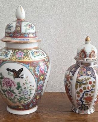 Coppia Vasi Cinesi Jingdezhen Porcellana Vintage