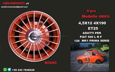 Cerchi lega grifo ROSSI 12 4x190 fiat 500 l f r