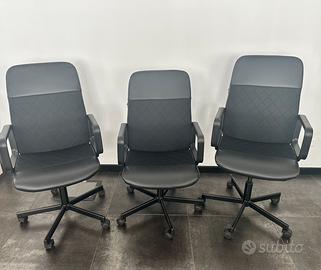 3 Sedie ufficio IKEA con braccioli e ruote