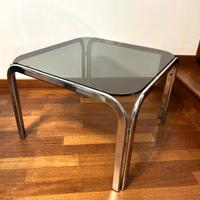 Tavolino da caffè cromato e vetro fume',anni 70 
