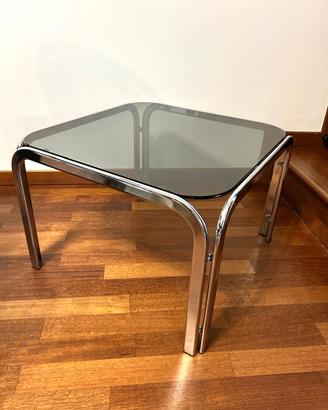 Tavolino da caffè cromato e vetro fume',anni 70 