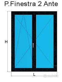 Finestra alluminio 2 ante 95X115 mai montata