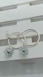 Orecchini argento con ciondolo fiorellino