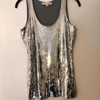 Top in pailettes argentate