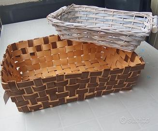 Set cestini in strisce di legno intrecciato 