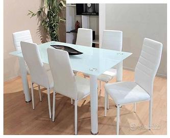 Set sala da pranzo con sedie bianche 299 - Arredamento e Casalinghi In  vendita a Mantova