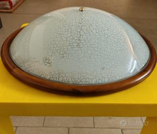 Plafoniera applique lampada luce legno pino vetro
