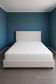 Letto matrimoniale bianco, con materasso Eminflex