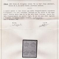 1863 PROVA FILIGRANA CORONA "DE LA RUE" ADOTTATTO
