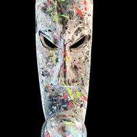 Lampada maschera bubble gum in legno 