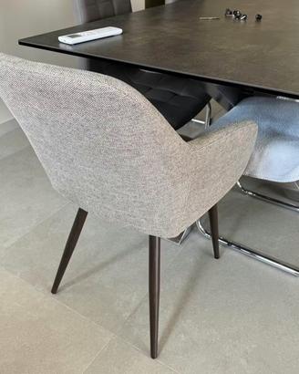 Sedie Poltrona da Pranzo in Tessuto Sabbia