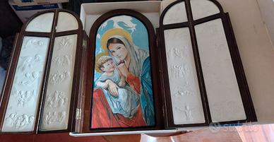 Polittico in argento e legno di noce