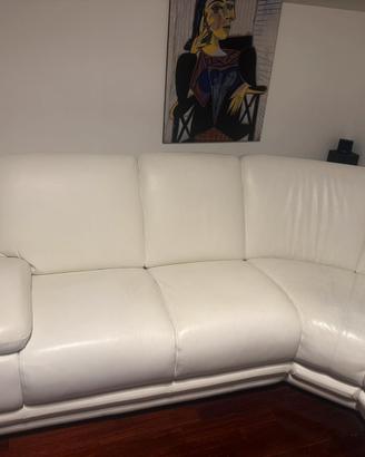 Divano angolare pelle bianca 2m x 2m