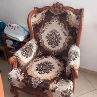 Poltrona legno e velluto