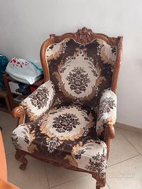 Poltrona legno e velluto