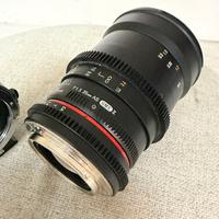 Obbiettivo cine 35 mm T1.4 Samyang con adattatore
