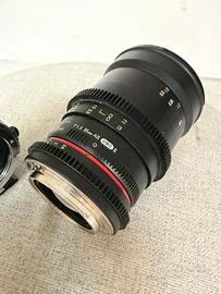 Obbiettivo cine 35 mm T1.4 Samyang con adattatore