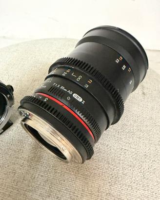 Obbiettivo cine 35 mm T1.4 Samyang con adattatore