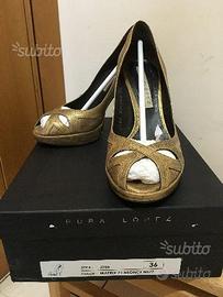 Pura Lopez scarpe donna decoltè spunta n.36 dorate