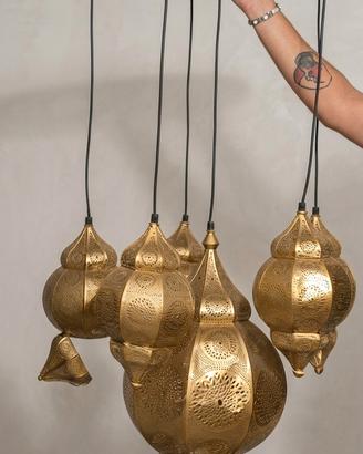 lampadario in ottone stile marocchino 