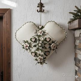 MAXI Cuore in Feltro natalizio fatto a mano stile 