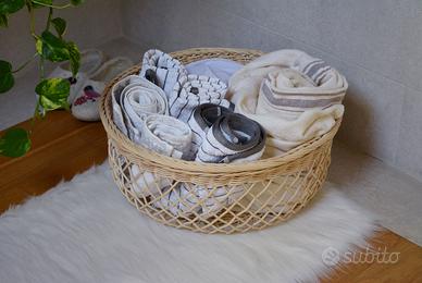 Cesto portaoggetti rattan intrecciato