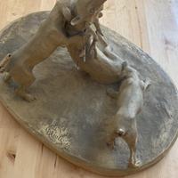 Statua gesso scena di caccia Gioli