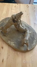 Statua gesso scena di caccia Gioli