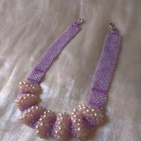 Collana Girocollo Perle Bianco Lilla stile vintage