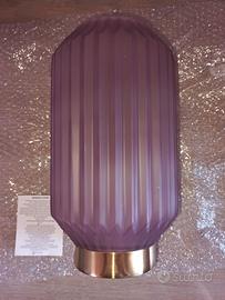 Lampada da tavolo Led in vetro plissetato viola