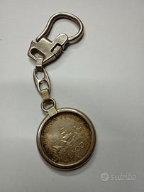 Portachiavi in argento con  500 lire caravelle