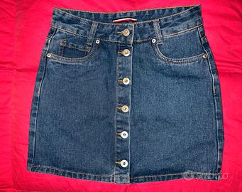 Gonna jeans  bottoni, taglia S, 100% cotone