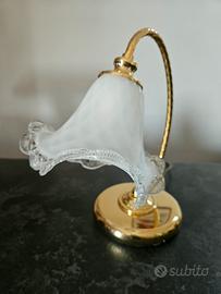LAMPADA BAGIOUR COMODINO SALA IN FERRO  ORO VETRO