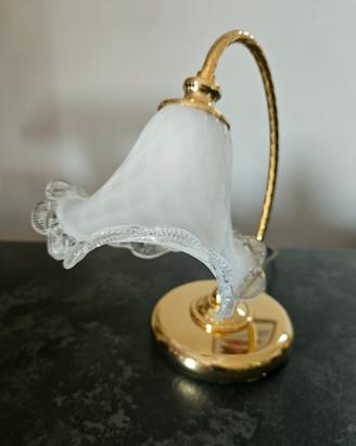 LAMPADA BAGIOUR COMODINO SALA IN FERRO  ORO VETRO