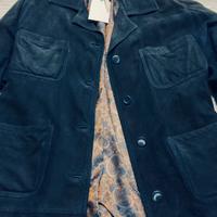 Giacca camicia donna camoscio blu vintage