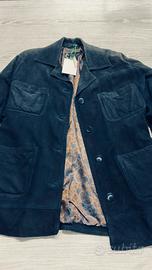 Giacca camicia donna camoscio blu vintage