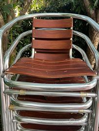 Sedie alluminio e teak con braccioli