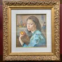 Quadro Antonio Bresciani “Ragazza con mela”