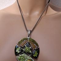 collana vintage verde e argento