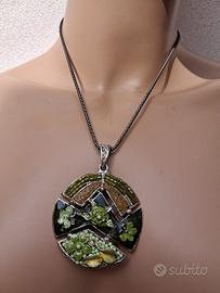collana vintage verde e argento