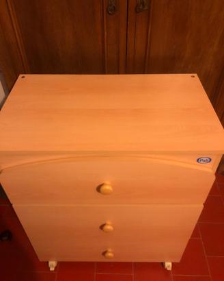 Bagnetto Fasciatoio PALI in legno con cassettiera